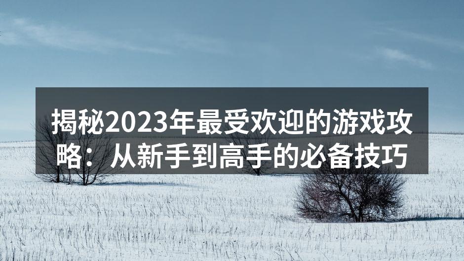 揭秘2023年最受欢迎的游戏攻略：从新手