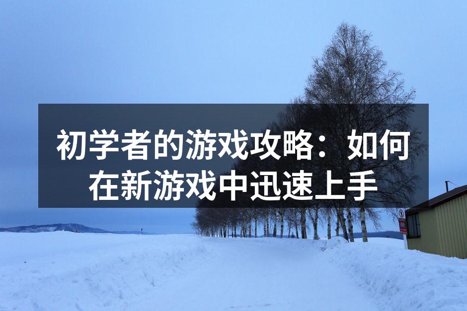 初学者的游戏攻略：如何在新游戏中迅速上手